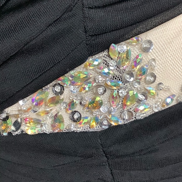 🌺 STRAPLESS DRESS HILO SHEER BLING PADDED MIDI HEART TOP HIGH LOW PETITE SMALL - Picture 15 of 16